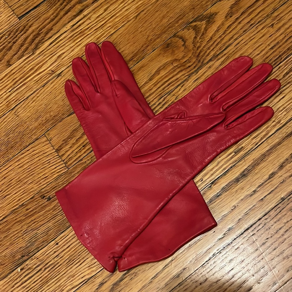 Vintage Italian Leather Red Gloves